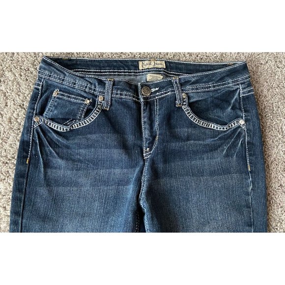 Earl Jeans Womens Size 6 Blue Straight Leg Embellished Medium Wash Denim Classic - Picture 3 of 14